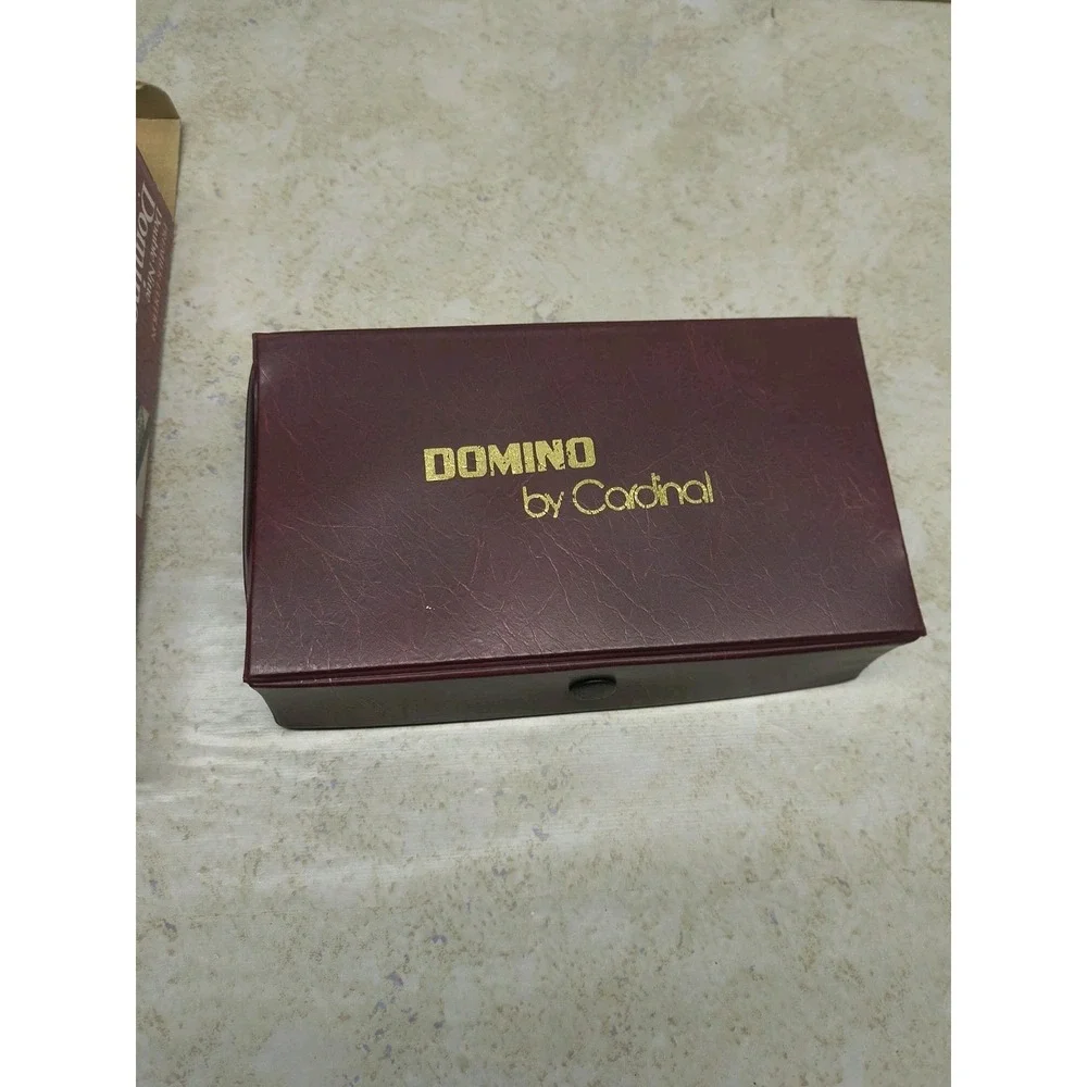 Vintage Cardinal Double Nine Dominoes Set Red‎ Vinyl Case 1993
